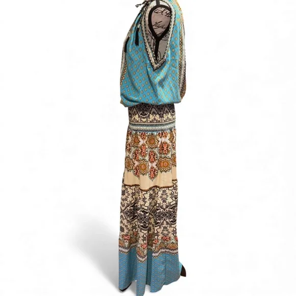HALE BOB Boho Print Drop-Waist Maxi Dress – Size L – NWT